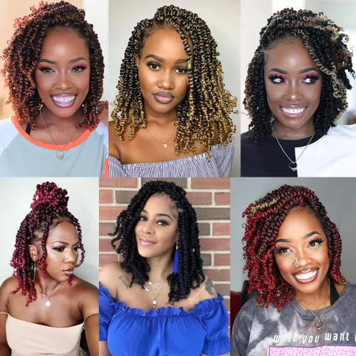 Miniatura 6 de ZRQ Paquete de 8 paquetes de cabello de ganchillo de bob corto pretrenzado de Passion Twist con puntas rizadas de 6 pulgadas, preenrollado, trenzas