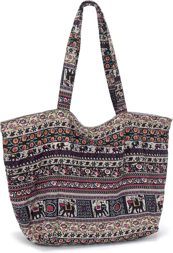 Miniatura 2 de OPQRSTU Bolso de mano hippie para mujer, bolso bohemio de gran capacidad, bolsos de hombro para turistas portátiles