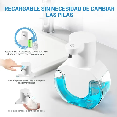Miniatura 3 de VZZNN Paquete de 2 dispensadores automáticos de jabón espumoso de 14.2 oz/14.2 fl oz, dispensador automático de jabón espumoso sin contacto, bomba