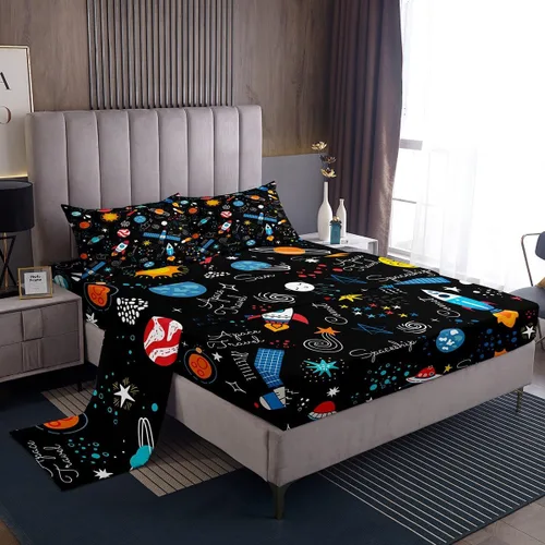 Miniatura 19 de Juego de sábanas con diseño de mármol, sábanas suaves y modernas con patrón de textura de mármol, juego de sábanas y fundas de almohada de 3 piezas