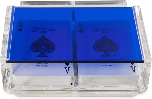 Miniatura 2 de La Canasta - Juego de bandeja para cartas con 2 barajas de cartas en caja acrílica con tapa deslizante y base giratoria, mantiene la pila de cartas