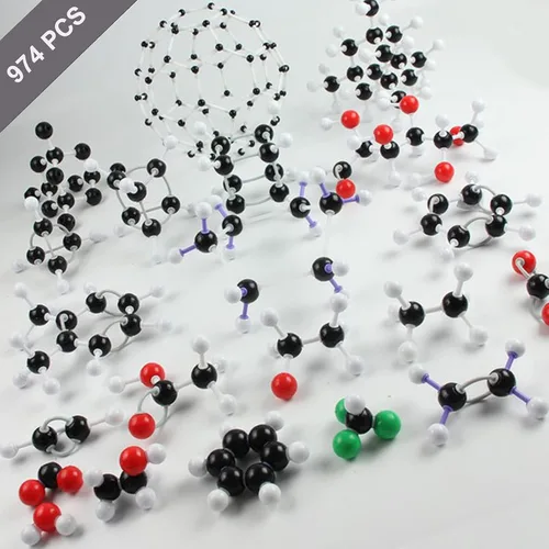 Miniatura 5 de Kit de modelo de estructura molecular, modelo de bola molecular de 974 piezas, con nube atómica/de carga, kit de modelo orgánico/inorgánico