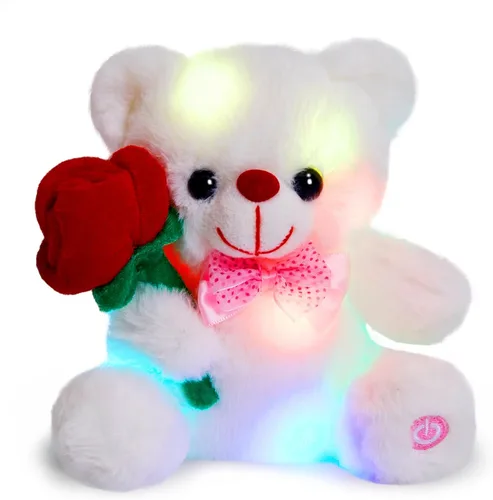 Miniatura 10 de BSTAOFY Oso de peluche con luz marrón, oso de peluche brillante, juguete de peluche suave para niñas y niños, regalos de cumpleaños, 8 pulgadas