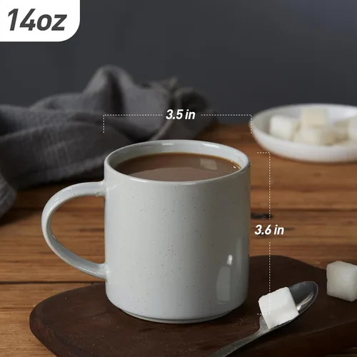 Miniatura 2 de famiware Nebula - Taza de café de 4 piezas, tazas de catering de 14 onzas con asa para café, té, cacao, leche, gris claro Nebulosa gris claro