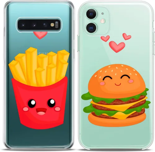Miniatura 2 de Fundas a juego para parejas compatibles con iPhone 15 14 13 12 11 Pro Max Mini Xs 6s 8 Plus 7 Xr 10 SE 5 papas fritas transparente comida chatarra