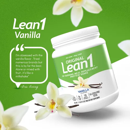 Miniatura 4 de Lean1 Batido de proteínas de reemplazo de comidas, sabor a vainilla, paquete de 2 de 15 tinas para servir