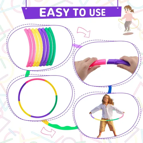 Miniatura 5 de Silipull El juego de 8 piezas de aro desmontable y cuerda de saltar incluye 4 cuerdas de saltar y 4 aros de tamaño de peso ajustable