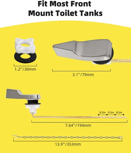 Miniatura 4 de Hibbent Reemplazo de Manija de Inodoro, Manija de Palanca de Descarga de Tanque de Montaje Frontal Compatible con American Standard, Palanca