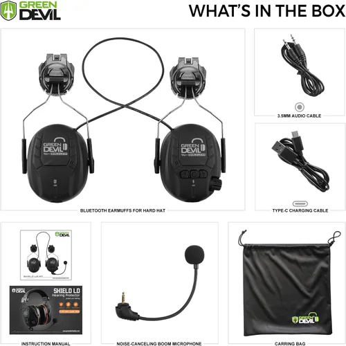 Miniatura 3 de GREEN DEVIL Orejeras de protección auditiva Bluetooth para casco de seguridad, accesorio montado en casco duro