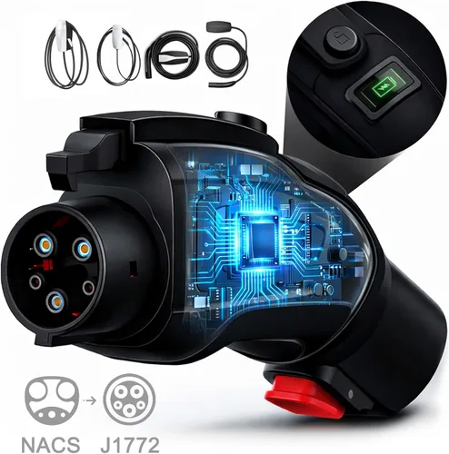Miniatura 8 de Adaptador Tesla a J1772 Nivel 2 NACS a J1772 para Carga de BMW Ford Chevy Audi Mach EV, Adaptadores de Carga Tesla con Pantalla LCD, 60-Amp 250-VAC