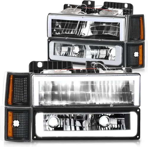 Miniatura 7 de DNA Motoring Conjunto de faros delanteros (lado del conductor y del pasajero), Compatible con 92-99 Chevy GMC C/K 1500 2500 Suburban Yukon