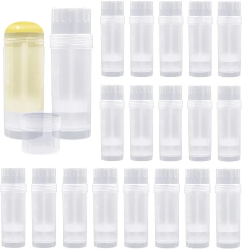 Paquete de 20 recipientes vacíos de desodorante de 2.0 fl oz / 2 onzas, recipientes de desodorante recargables giratorios, tubos de bálsamo labial