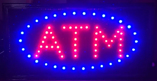 Miniatura 2 de E Onsale ATM LED luz de neón abierta muestra con animación encendido/apagado y encendido y apagado dos interruptores para cajero automático