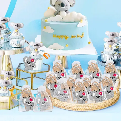 Miniatura 6 de CiciBear Paquete de 24 llaveros de koala para decoración de fiesta temática de koala, amante de los animales, cumpleaños de niños, baby shower