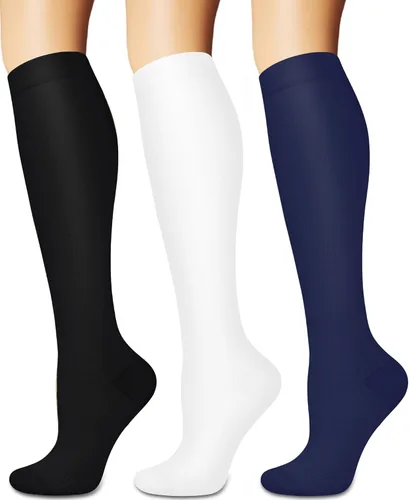 Miniatura 28 de Calcetines de compresión para mujeres y hombres circulación (3 pares) son el mejor apoyo para correr, atletismo, ciclismo, senderismo 01 Negro