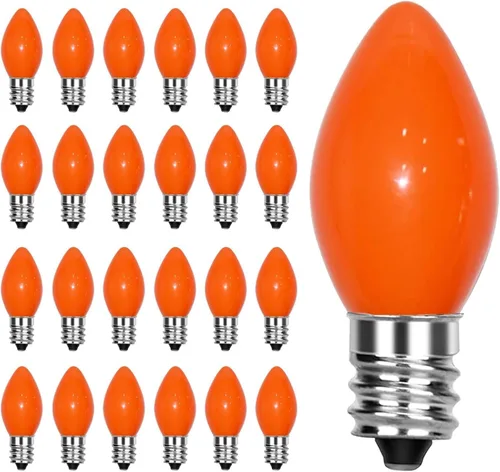 Miniatura 8 de C7 Bombillas LED de repuesto de luces de Navidad, paquete de 25 bombillas rojas de luz nocturna para luces de cadena de luces al aire libre