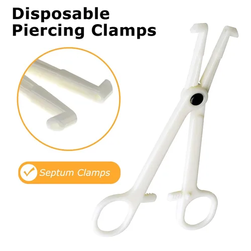 Miniatura 2 de Abrazaderas de piercing desechables – 25 abrazaderas de septum para el cuerpo, piercing de plástico para tabique, herramientas para piercing