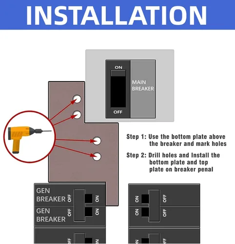 Miniatura 4 de Kit de bloqueo de generador compatible con Eaton Cutler Hammer Vertical Throw 150 o 200 Amp paneles principales, 2 1/4 pulgadas de espacio entre