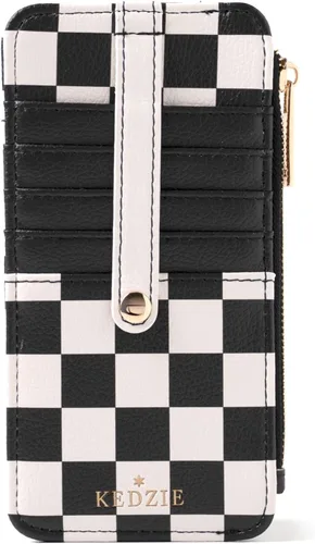 Miniatura 7 de KEDZIE Essentials Only - Cartera con cremallera para mujer, de piel vegana, pequeña tarjetero con ventana exterior para identificación, Glamoflauge