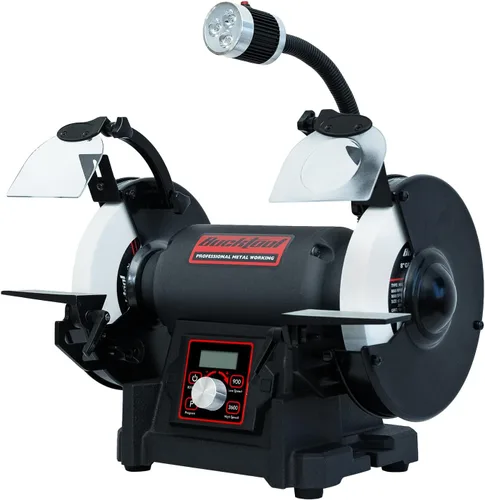 Miniatura 10 de BUCKTOOL Amoladora de banco de doble velocidad de 8 pulgadas y pulidor, amoladora de banco profesional de alta y baja velocidad con base de hierro