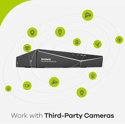 Miniatura 7 de SANNCE 5MP 8 Canales DVR de Cámara de Seguridad, Grabadora DVR de Vigilancia Híbrida 5 en 1 H.264+, Soporta Cámaras de Seguridad IP Analógicas