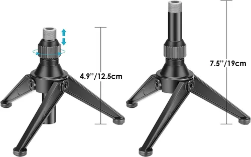 Miniatura 4 de Neewer Mini trípode plegable de hierro para micrófono, altura ajustable de 4.9 a 7.5 pulgadas/4.9-7.5 in para conferencias, podcasts, chat en línea