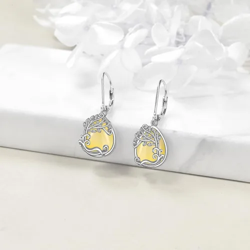Miniatura 289 de Aretes colgantes con forma de lágrima de filigrana de piedra lunar de plata de ley 925 con cierre de palanca para mujer, regalos de joyería