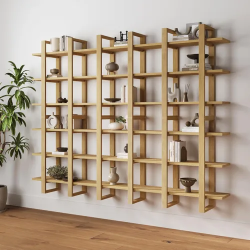 Miniatura 27 de Nathan James Benji - Estantería de pared de mediados de siglo, estante decorativo flotante de madera de 3 niveles, roble negro