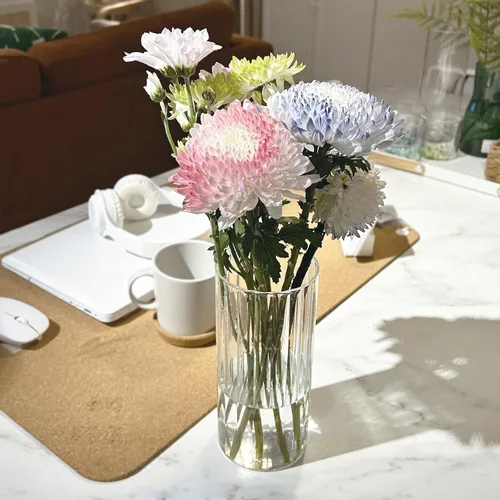 Miniatura 6 de Jarrón de flores, jarrones de vidrio de 8 pulgadas de alto, florero acanalado transparente para ramos de flores, centros de mesa, decoración