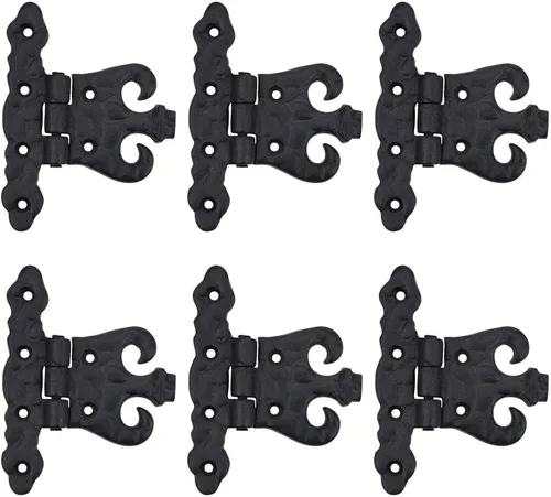 Miniatura 14 de Renovators Supply Manufacturing Paquete de 2 bisagras de puerta de gabinete con herrajes de 4.5 pulgadas, bisagra de hierro forjado negro resistente