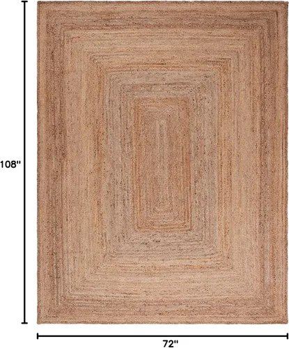 Miniatura 2 de SAFAVIEH Alfombra de área 6x9 - Colección Cape Cod - Marrón natural, tejido plano trenzado hecho a mano de yute (CAP252A)