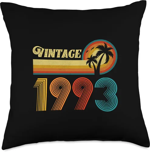 Miniatura 4 de Vintage 1993 Birthday Gift for Men Women 33 Years Retro Palm Throw Pillow