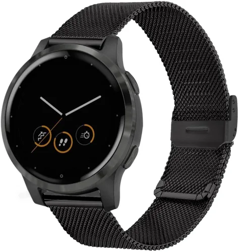 Miniatura 4 de Abanen Correas de reloj para Garmin Vivoactive 4S / Vivomove 3S / Venu 2S / Venu 3S, 0.709 in de liberación rápida de acero inoxidable de malla Negro