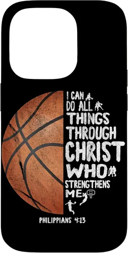 Miniatura 17 de Funda de baloncesto para iPhone 17 con texto en inglés "I can do All Things Through Christ Philippians