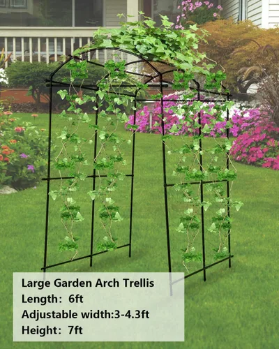 Miniatura 3 de Enrejado de arco de jardín para exteriores, pepino, enrejado arqueado de 7 pies de alto, enrejado grande de calabaza para jardín, cama elevada