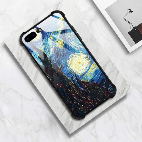 Miniatura 15 de Carcasa para iPhone 8 Plus, 9H de cristal templado para iPhone 7 Plus, para hombres y niños, diseño de patrón fresco a prueba de golpes, Grano