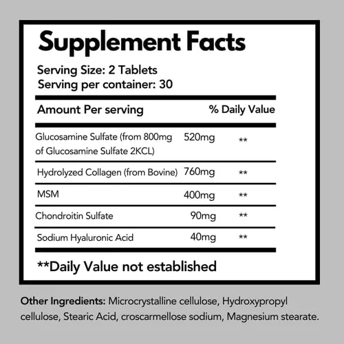 Miniatura 6 de Arymar Suplemento de glucosamina, condroitina, MSM, colágeno y ácido hialurónico 60 tabletas