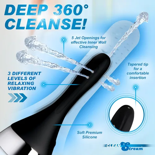 Miniatura 3 de Cleanstream Bombilla de enema de pulverización con vibración automática con boquilla de silicona de primera calidad para hombres, mujeres y parejas