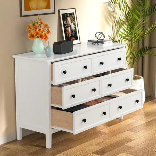 Miniatura 4 de CARPETNAL Cómoda negra de 9 cajones para dormitorio con cajones profundos, cómodas grandes y cómoda con manijas doradas, cómodas largas modernas