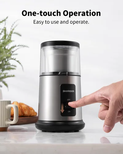 Miniatura 8 de Shardor Molinillo eléctrico de un toque para café, especias, hierbas, para granos de café, especias y semillas con 1 tazón extraíble de acero