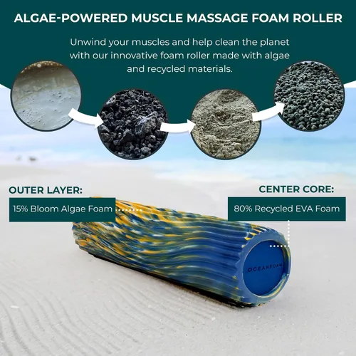 Miniatura 7 de Oceanfoam Tidal Roller - Real, Dorado y Natural Marmoleado - Rodillo de espuma de masaje muscular para dolor de espalda y estiramiento, textura