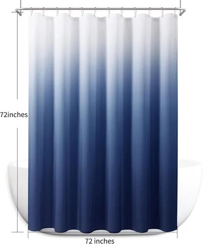 Miniatura 7 de Cortinas de ducha negras para baño, juego de cortinas de ducha de tela texturada ombre, lujo de hotel y spa con 12 ganchos, lavable a máquina