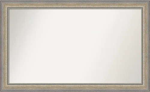 Miniatura 298 de Amanti Art Espejo de baño plateado para sobre fregadero, 28 x 47 pulgadas, espejo rectangular de plata imperial, marco de madera tradicional de gran