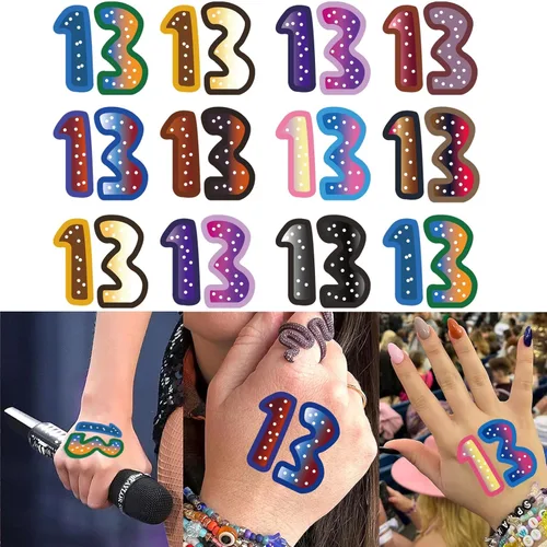 Miniatura 7 de 24 tatuajes que brillan en la oscuridad, 13 tatuajes temporales, 13 tatuajes temporales, tatuajes temporales de estrellas, accesorios de concierto
