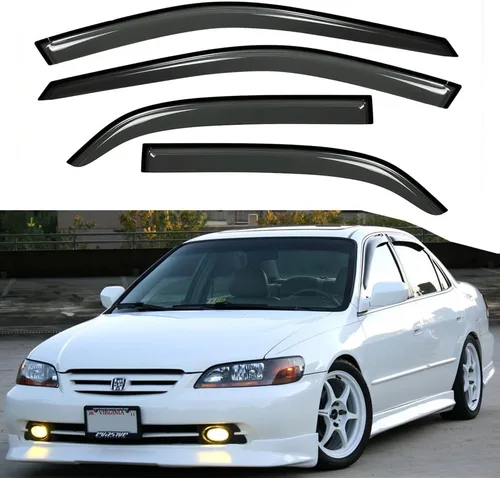 94959 - Protector de lluvia para ventana lateral original, para montaje exterior, cinta inastillable, color humo oscuro, 4 piezas para Honda Accord