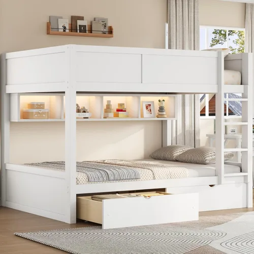 Miniatura 10 de Merax Litera Montessori de madera con escalera individual sobre individual, litera baja para niños, niñas, ahorro de espacio, no necesita somier