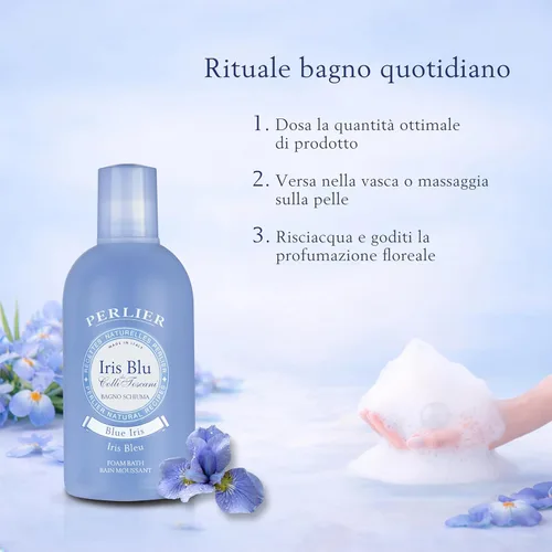Miniatura 4 de Perlier Blue Iris - Baño de espuma natural y calmante para mujeres y hombres, fórmula rica en espuma que proporciona hidratación profunda e