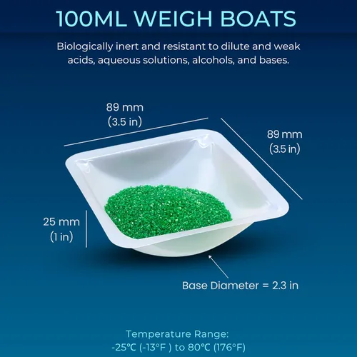 Miniatura 5 de Weigh Boats - Bandejas de plástico desechables medianas (3.4 fl oz, paquete de 125) para báscula, bandeja cuadrada antiestática, plato