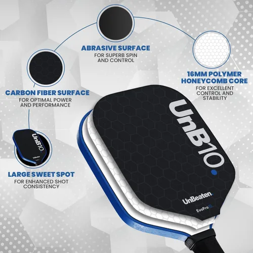 Miniatura 2 de Juego de 2 palas de pickleball aprobadas por USAPA de fibra de carbono de 0.630 in, palas de pickleball para hombres y mujeres, raquetas ligeras