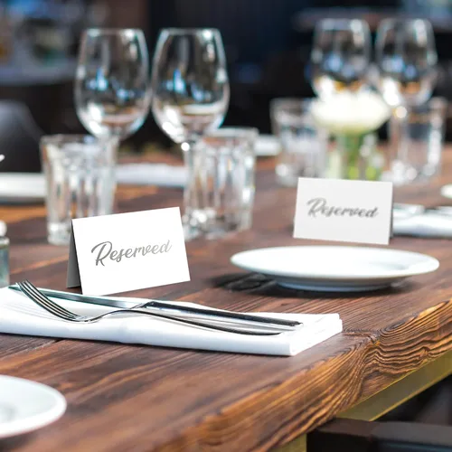 Miniatura 5 de Paquete de 10 letreros de mesa reservados plateados para bodas, fiestas, restaurantes y mesas plateadas, números del 1 al 30 para recepción de boda